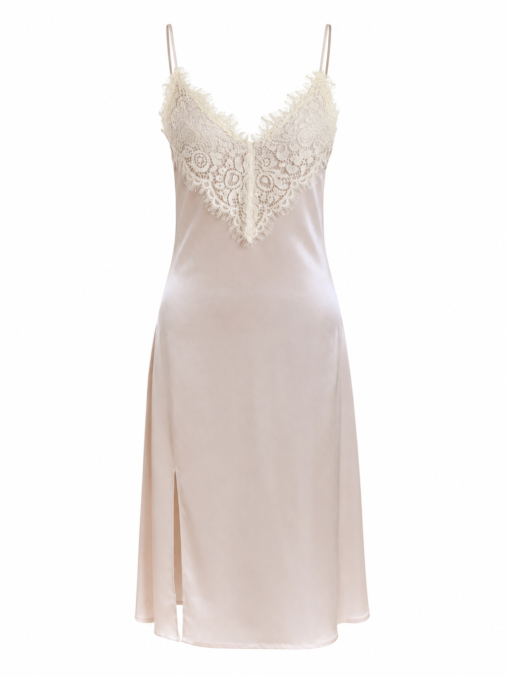Nacre Exclusive Bej Dantelli Saten Gecelik