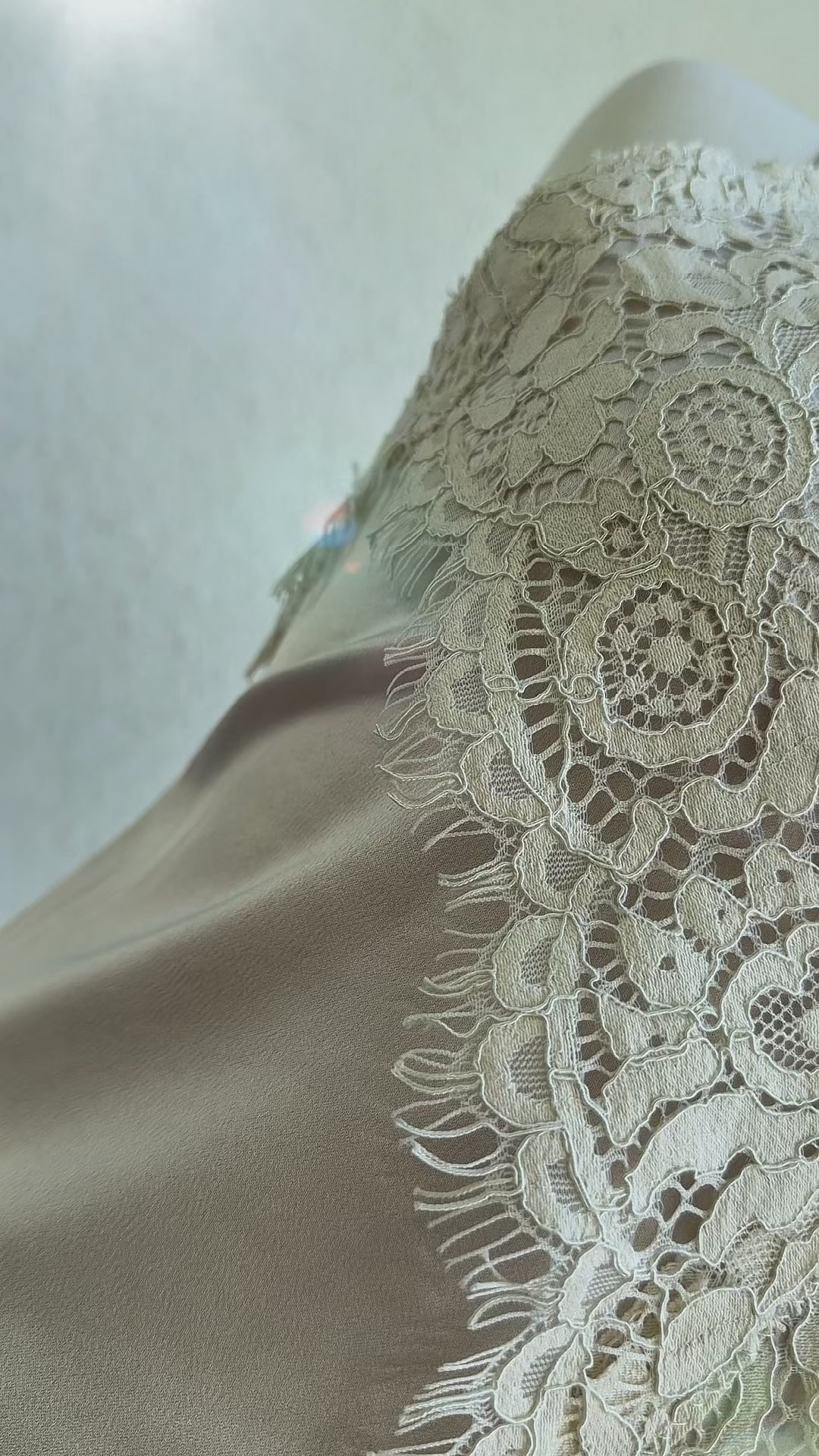 Nacre Exclusive Bej Dantelli Saten Gecelik
